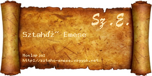 Sztahó Emese névjegykártya